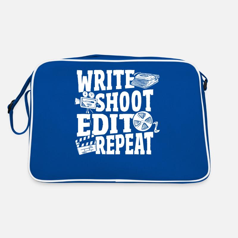 Write Shoot Edit Repeat Filmmaker Director Retro Tasche