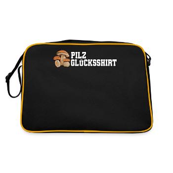 Pilz Glücksbringer Pilzsammler Pilz Sucher - Retro Tasche - Schwarz/Gold - Hinten