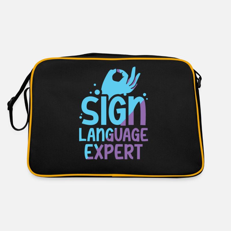 Gebärdensprache Experte Awareness Gestik Gebärden Retro Tasche