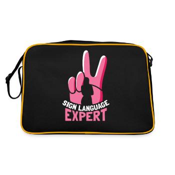 Sign Language Expert Gesture Awareness Signs - Retro Bag - black/gold - Back