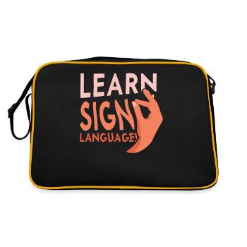 Sign Language Learning Sign Awareness Gestures - Retro Bag - black/gold - Back