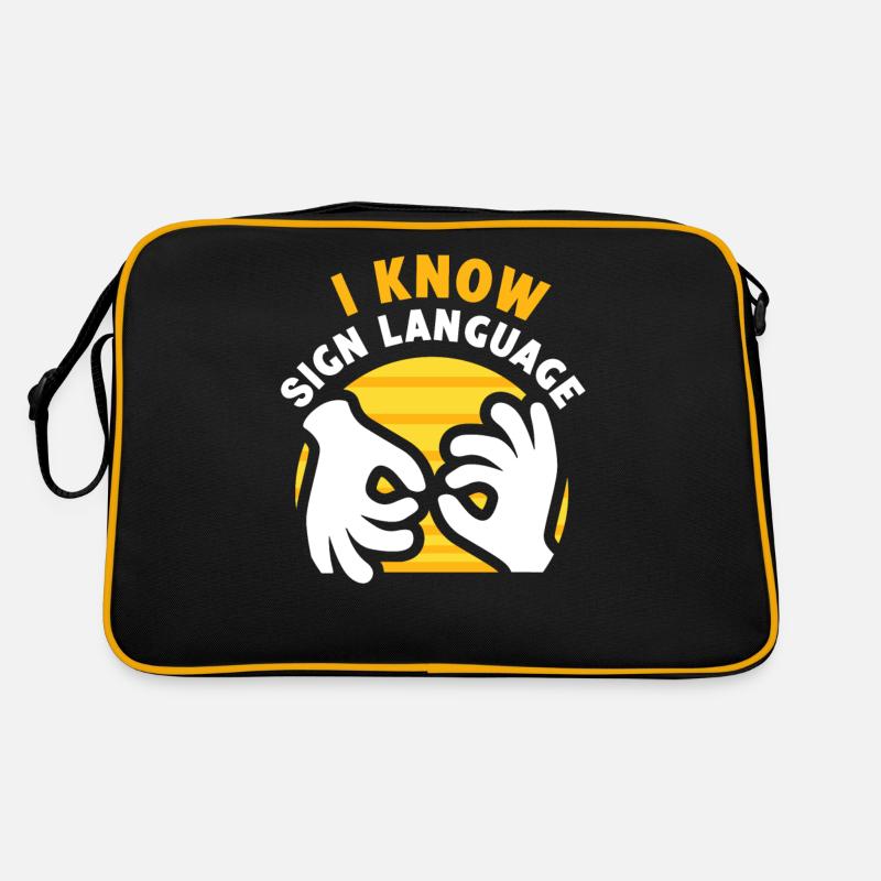 Ich Kann Gebärdensprache Gebärden Awareness Gestik Retro Tasche