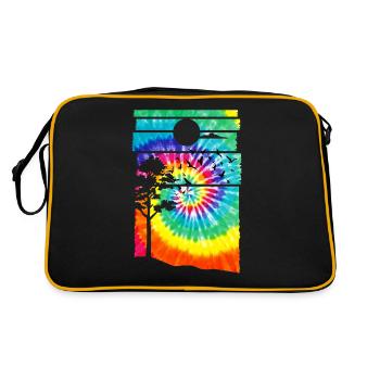 Forêt Hippie Batik Nature Arbres Forêt - Sac Retro - noir/or - Dos
