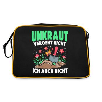 Kleingarten anfänger Unkraut vergeht nicht ich - Retro Tasche - Schwarz/Gold - Hinten