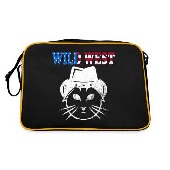 Wild West Cowboy Western Texas Rodeo Meow - Retro Bag - black/gold - Back