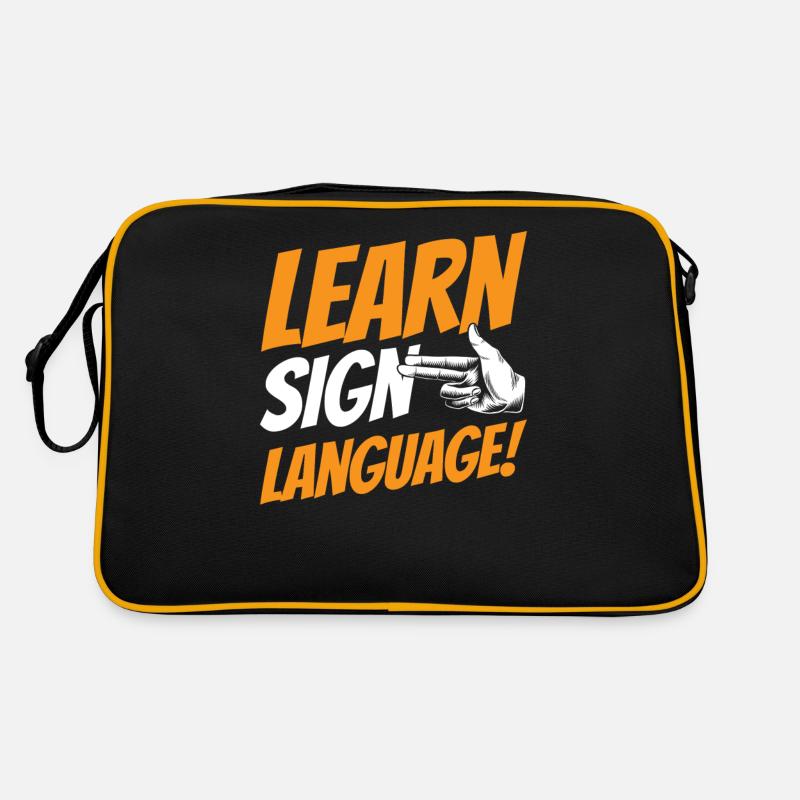 Gebärdensprache Lernen Awareness Gestik Gebärden Retro Tasche