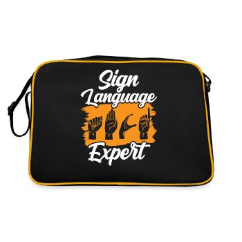 Sign Language Expert Gestures Sign Awareness - Retro Bag - black/gold - Back