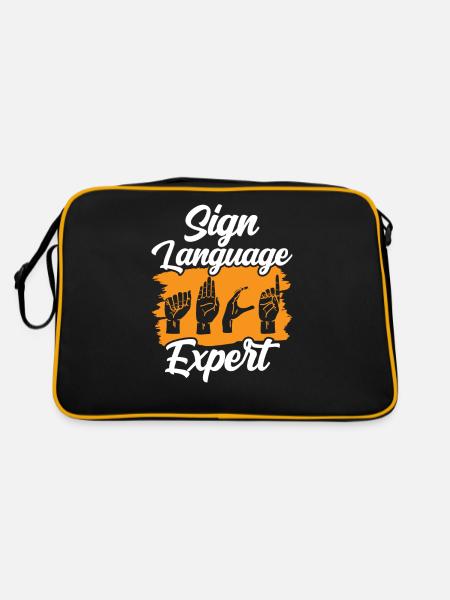 Gestes d’experts en langue des signes Sensibilisation aux signes - Sac Retro - noir/or - Dos