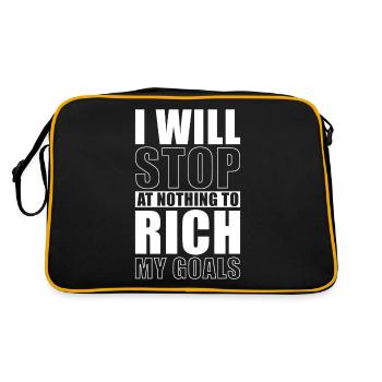 I will stop at nothing to rich my goals - Retro Tasche - Schwarz/Gold - Hinten