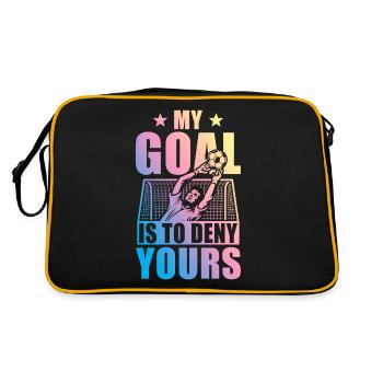 Torwart Fußball Spruch - Retro Tasche - Schwarz/Gold - Hinten