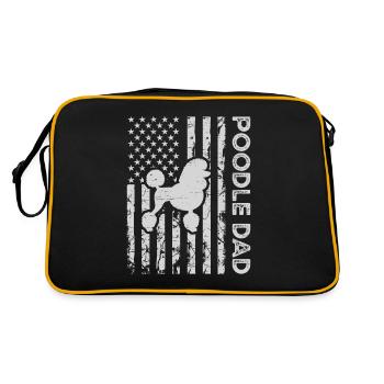 Caniche Papa Drapeau Américain Paw Lovers Chiots Chien - Sac Retro - noir/or - Dos