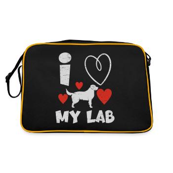 Ich liebe meine Lab Paw Lovers Welpen Hundebesitzer - Retro Tasche - Schwarz/Gold - Hinten
