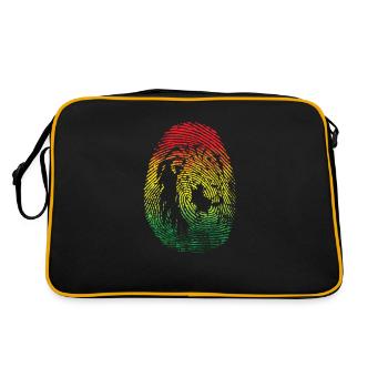 Fingerprint with lion face and Africa colors - Retro Bag - black/gold - Back