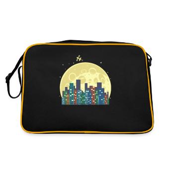 Skyline devant la lune et la ville de construction satellite - Sac Retro - noir/or - Dos
