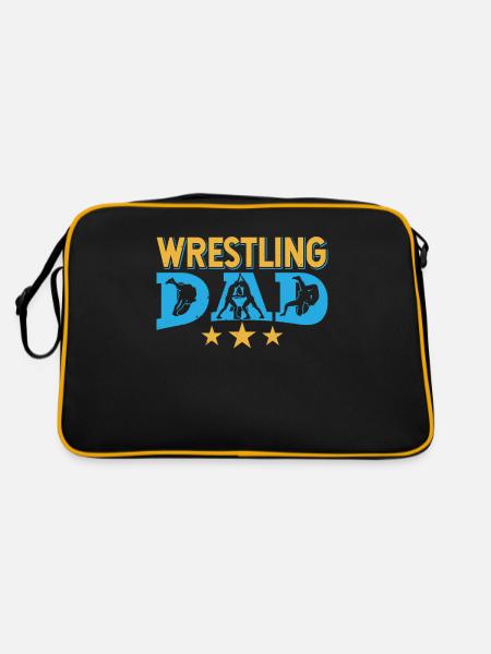 Wrestling Dad Ringkampf Ringer Ringen Wrestler - Retro Tasche - Schwarz/Gold - Hinten