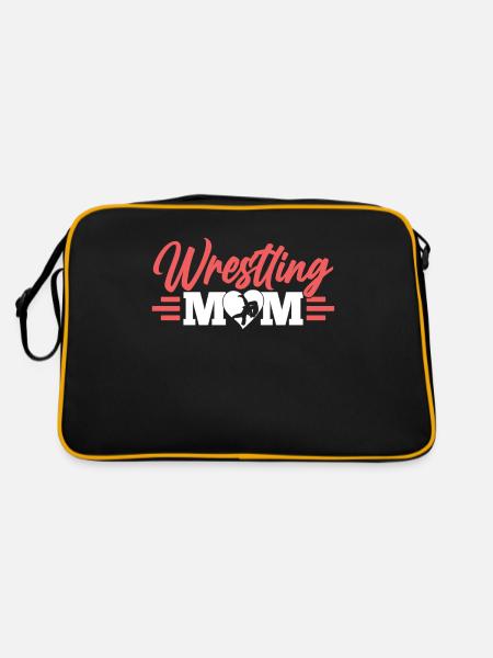 Wrestling Mama Wrestler Ringen Ringer Ringkampf - Retro Tasche - Schwarz/Gold - Hinten