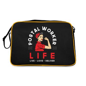 Postbeamte Frau Beruf - Retro Tasche - Schwarz/Gold - Hinten