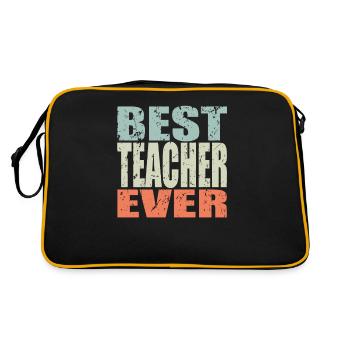 Best Lehrer ever Lehrer Geschenk - Retro Tasche - Schwarz/Gold - Hinten