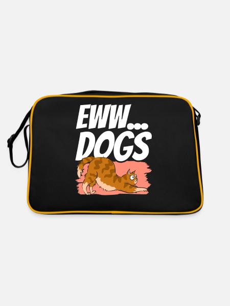 Igitt Hunde Haustier Liebhaber Süß Katze Katzen - Retro Tasche - Schwarz/Gold - Hinten