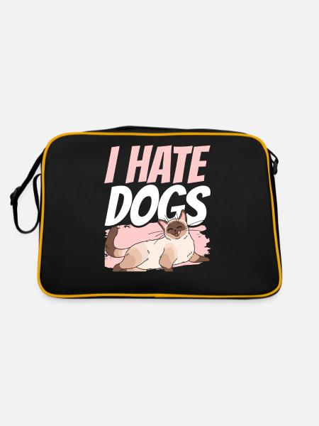 I Hate Dogs Lovers Cats Cat Pet - Retro Bag - black/gold - Back