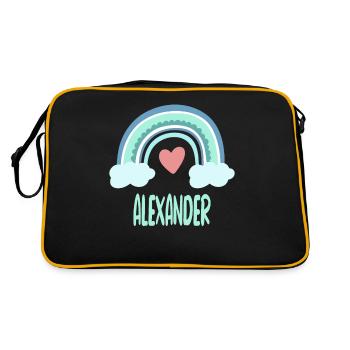 Alexander Name Regenbogen Baby - Retro Tasche - Schwarz/Gold - Hinten