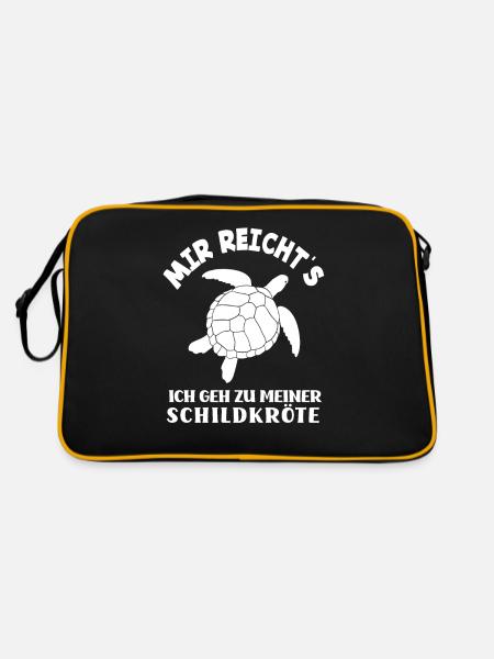 Schildkröte Tierschutz Tierliebhaber Geschenk - Retro Tasche - Schwarz/Gold - Hinten