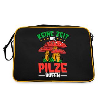 Pilzsammler Pilz Sucher - Retro Tasche - Schwarz/Gold - Hinten