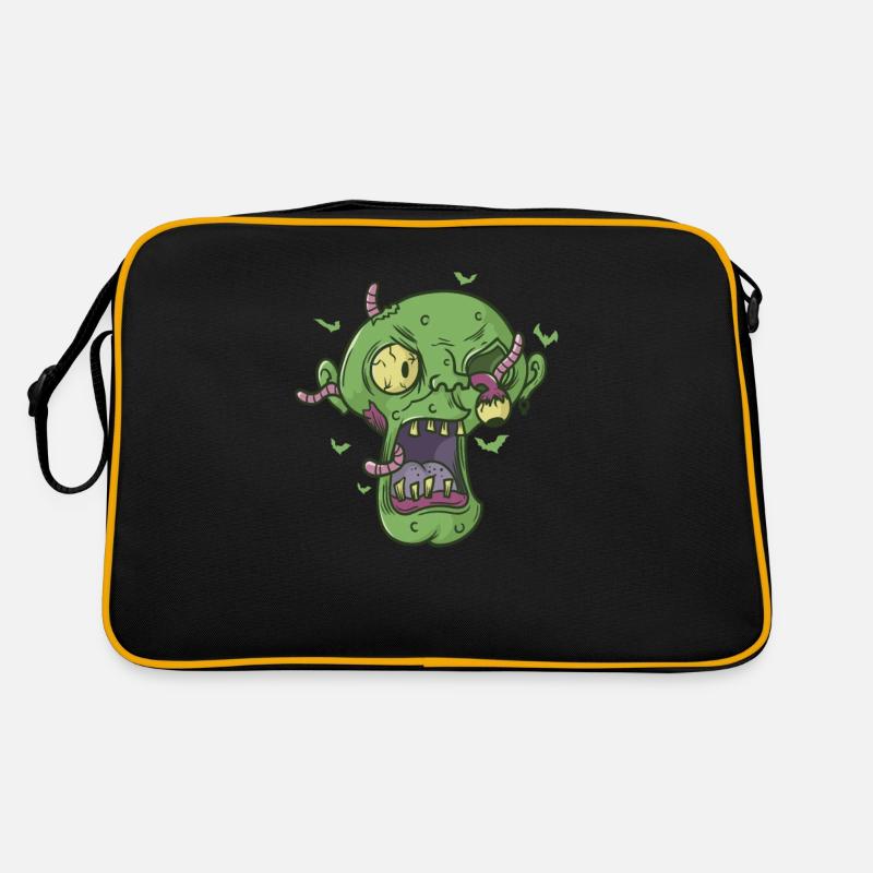 creepy Halloween head with worms Retro Bag