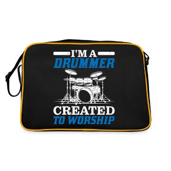 I'm A Drummer Created To Worship - Retro Tasche - Schwarz/Gold - Hinten