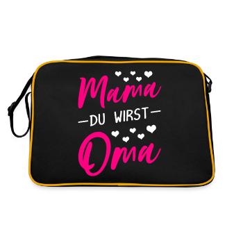Mama du wirst Oma - Retro Tasche - Schwarz/Gold - Hinten