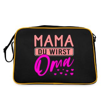 Mama du wirst Oma - Retro Tasche - Schwarz/Gold - Hinten