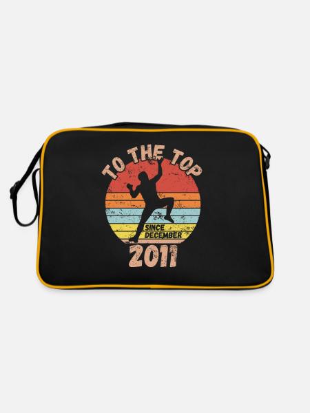 Geburtstag Klettern Bouldern seit Dezember 2011 - Retro Tasche - Schwarz/Gold - Hinten