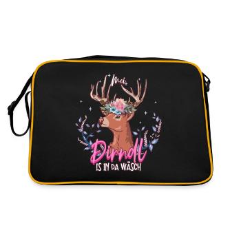 Mei Dirndl Is In Da Wäsch - Retro Tasche - Schwarz/Gold - Hinten