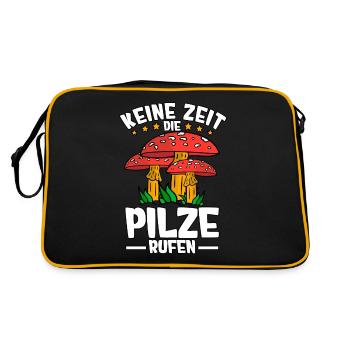 Pilzsammler Pilz Sucher - Retro Tasche - Schwarz/Gold - Hinten