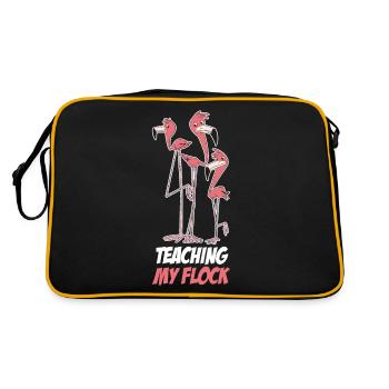 Teaching My Flock Lehrer Geschenk - Retro Tasche - Schwarz/Gold - Hinten