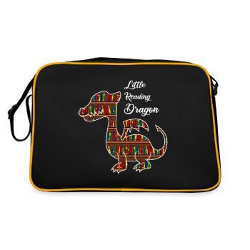 Bücher Lesen Leseratte Bücherwurm Lesefan - Retro Tasche - Schwarz/Gold - Hinten