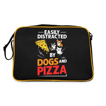 Pizza Dog Food Pizzeria Chiots italiens - Sac Retro - noir/or - Dos