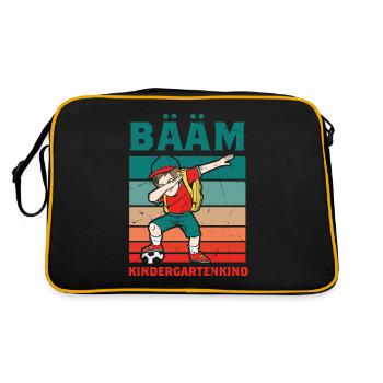 Bäm Kindergartenkind Kindergarten Jungen Jungs - Retro Tasche - Schwarz/Gold - Hinten