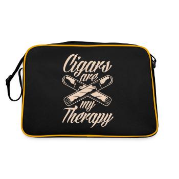 Zigarren Meine Therapie Zigarrenraucher Geschenk - Retro Tasche - Schwarz/Gold - Hinten