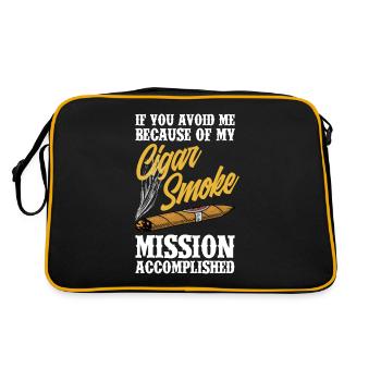 Lustiges Zigarre Rauchen Zigarrenraucher Geschenk - Retro Tasche - Schwarz/Gold - Hinten