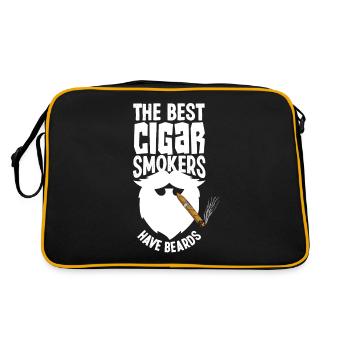 Zigarre Und Bart Zigarrenraucher Geschenk - Retro Tasche - Schwarz/Gold - Hinten