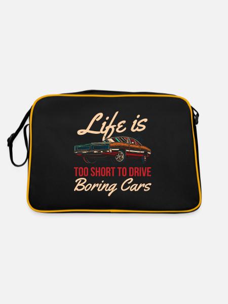 Life Is Too Short to Get Boring Cars Too - Retro Bag - black/gold - Back