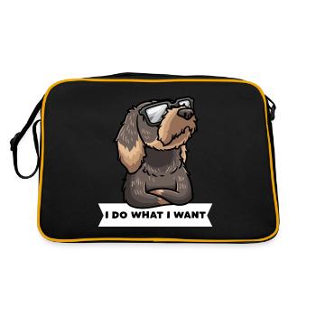 Stubborn rough-haired dachshund - Retro Bag - black/gold - Back