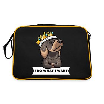 Stubborn rough-haired dachshund - Retro Bag - black/gold - Back