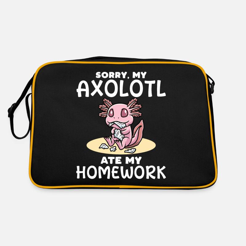 Axolotl - Retro Tasche - Schwarz/Gold
