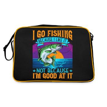 I Go Fishing Because I Like It Angler Fisherman - Retro Bag - black/gold - Back