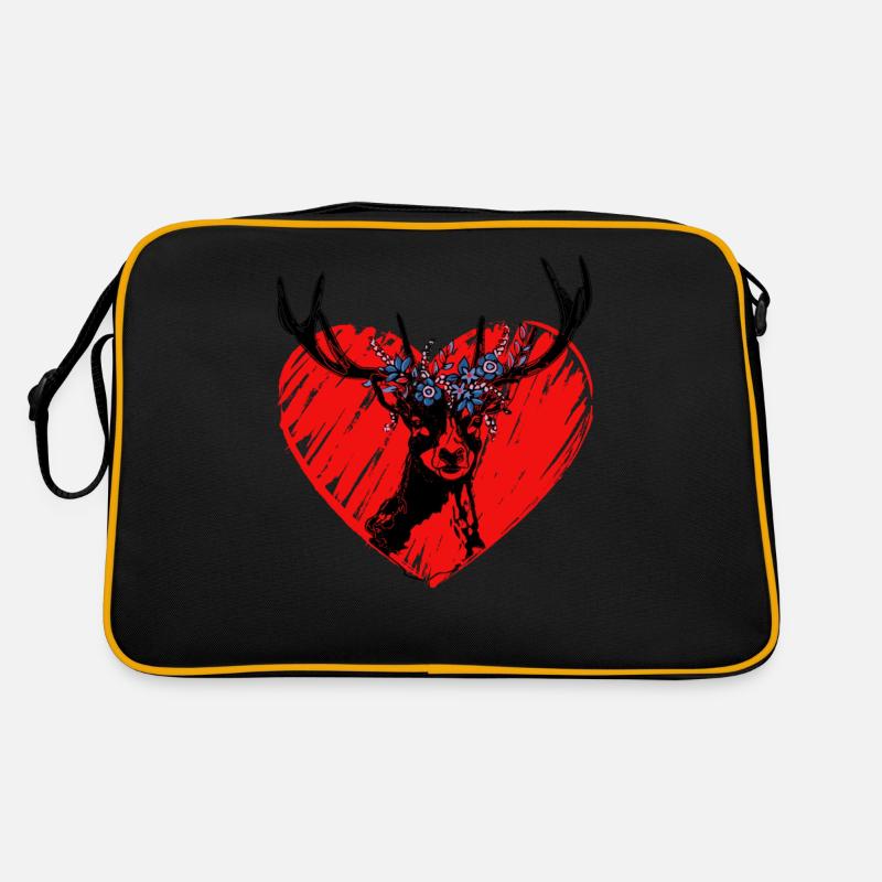 Hirsch Herz - Retro Tasche - Schwarz/Gold