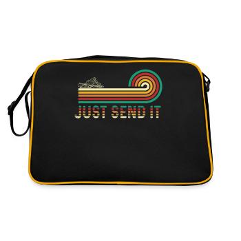 Just Send It mit dem Schneemoblie Raubenfahrzeug - Retro Tasche - Schwarz/Gold - Hinten