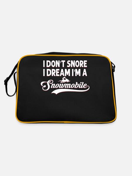 Ich schnarche nicht, ich träum ich bin ein Motor - Retro Tasche - Schwarz/Gold - Hinten