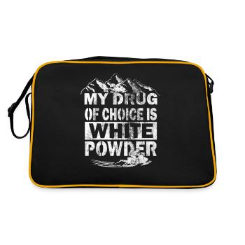 Meine Lieblings Droge weisses Pulver Tiefschnee - Retro Tasche - Schwarz/Gold - Hinten